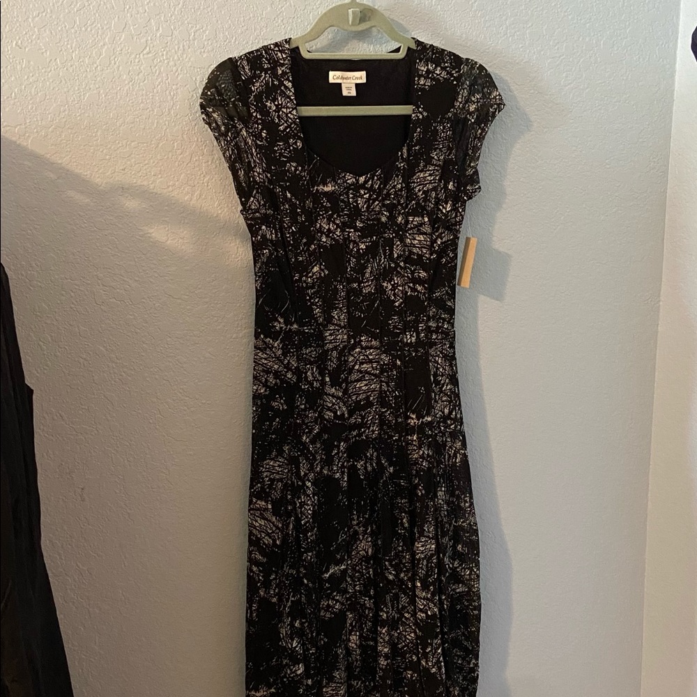 Coldwater Creek black & white a-line mesh dress 6